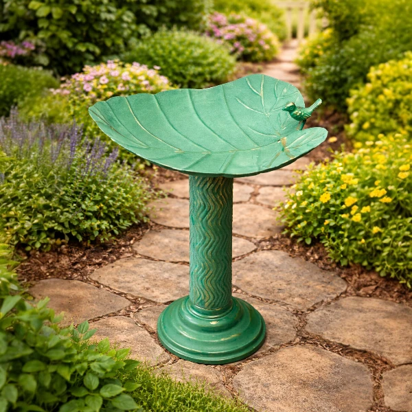 Leaf Pedestal Bird Bath - Image 2